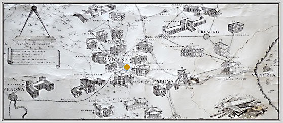Cartina delle ville palladiane in Veneto